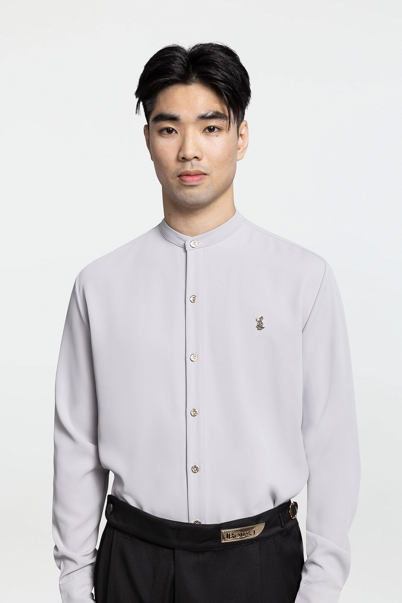 GRANDAD COLLAR SHIRT – GREY