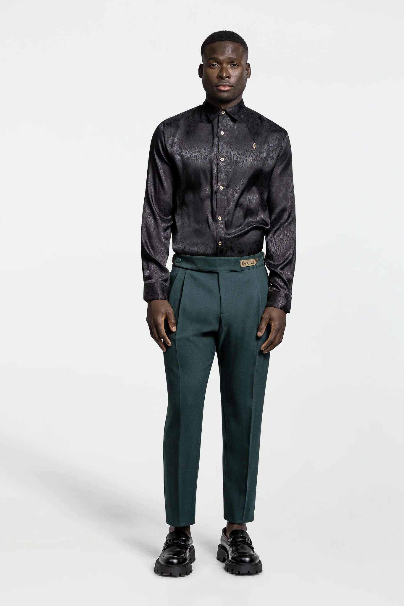PLEATED PANTS – DARK GREEN