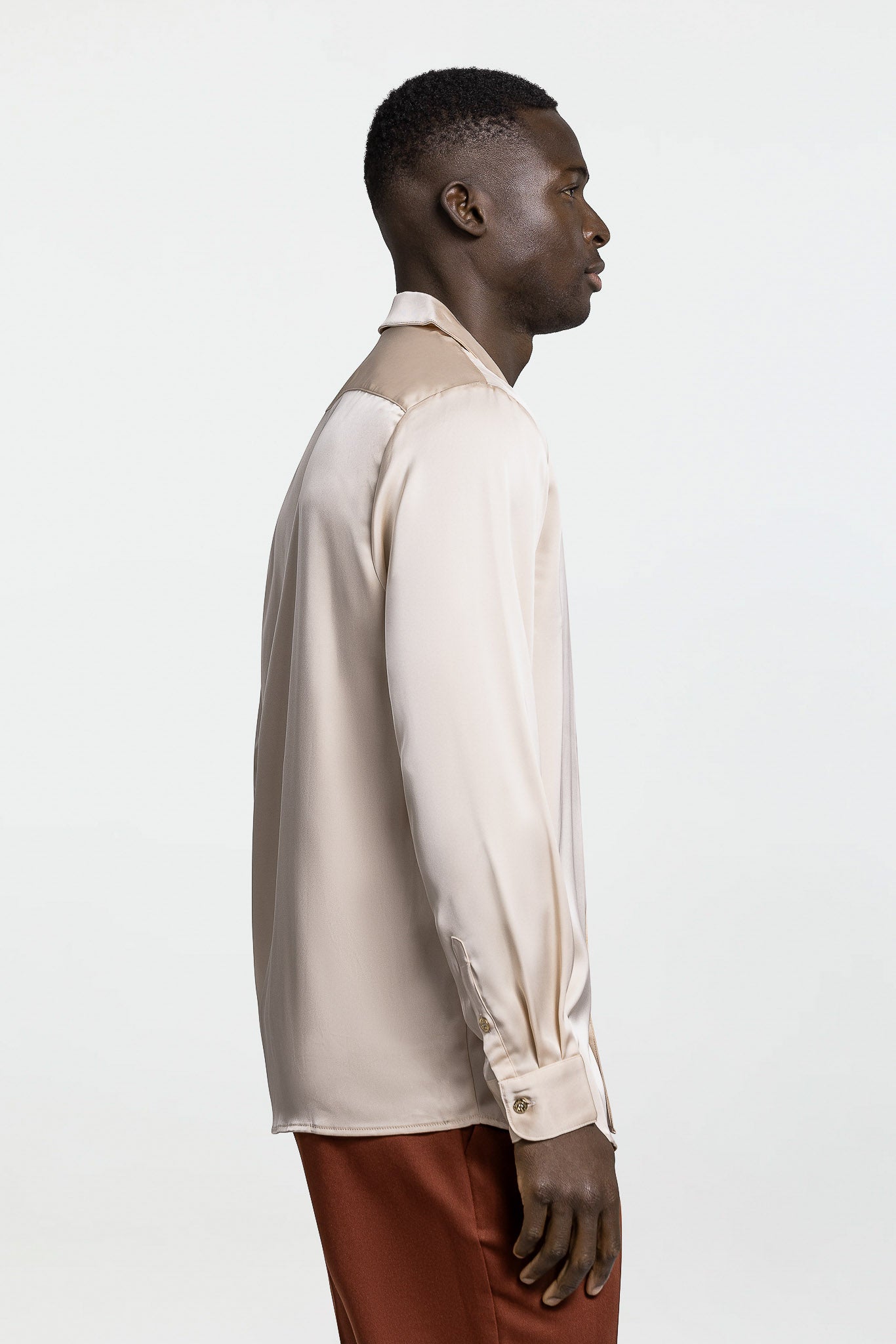 LONG SLEEVE SATIN SHIRT – CREAM