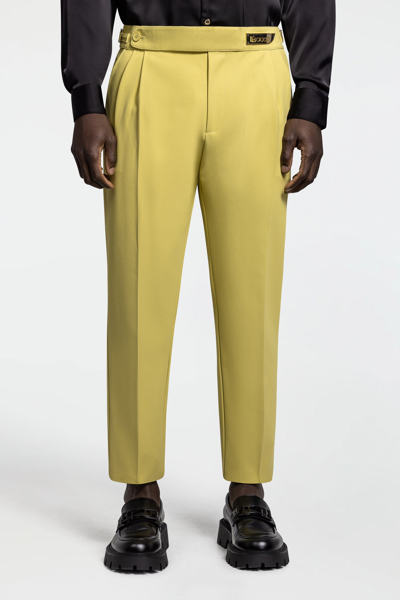 PLEATED PANTS – CHARTREUSE