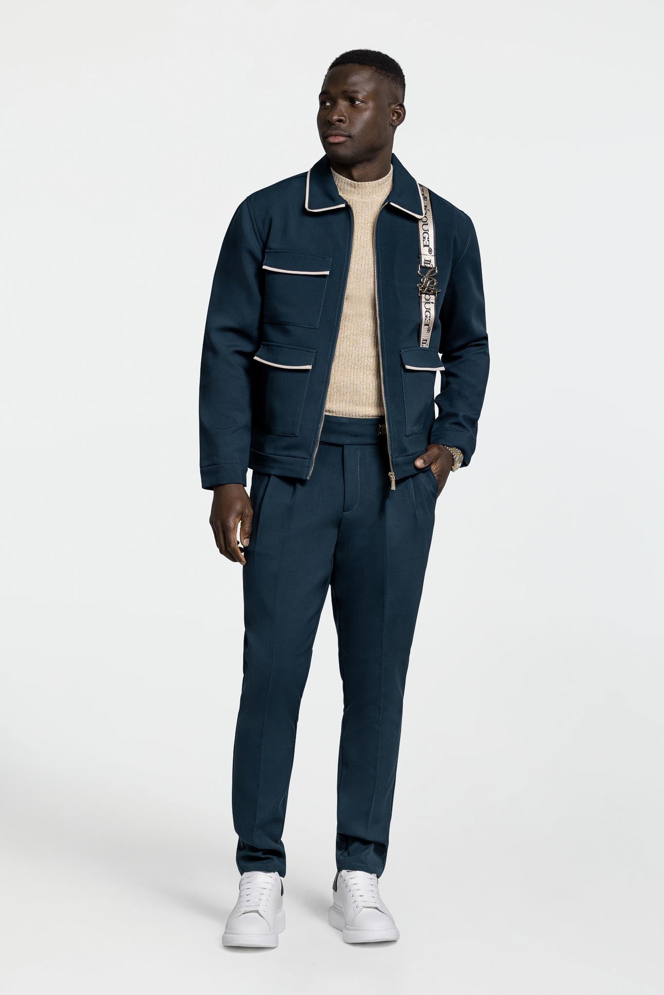 CONTRAST JACKET- DARK TEAL