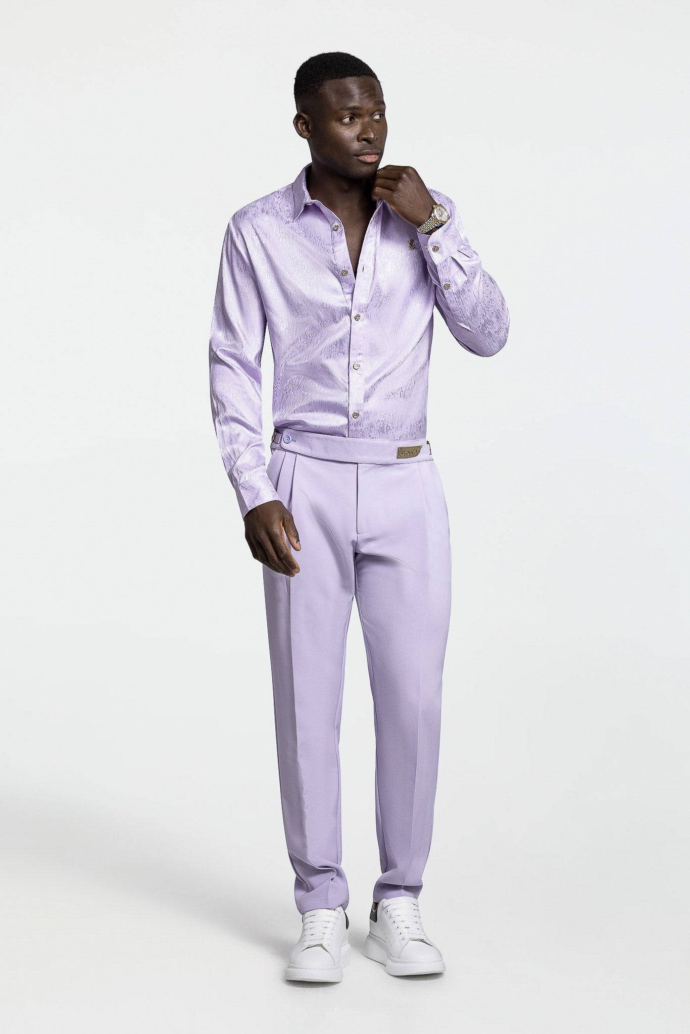 LONG SLEEVE JACQUARD SHIRT – LAVENDER