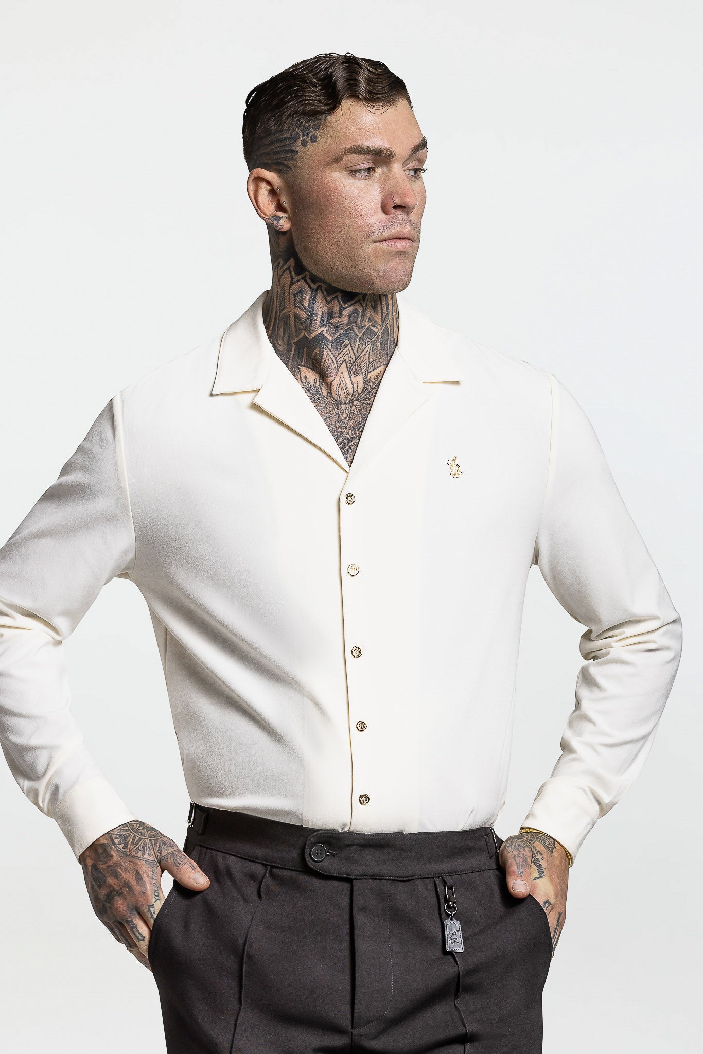 LONG SLEEVE REVERE COLLAR SHIRT – IVORY