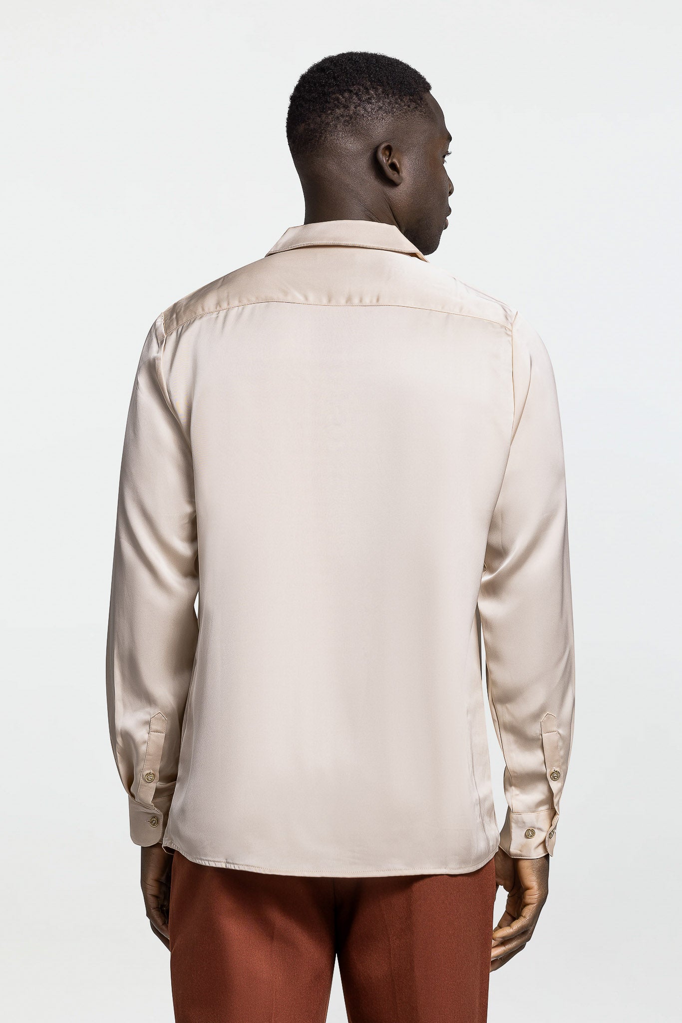 LONG SLEEVE SATIN SHIRT – CREAM