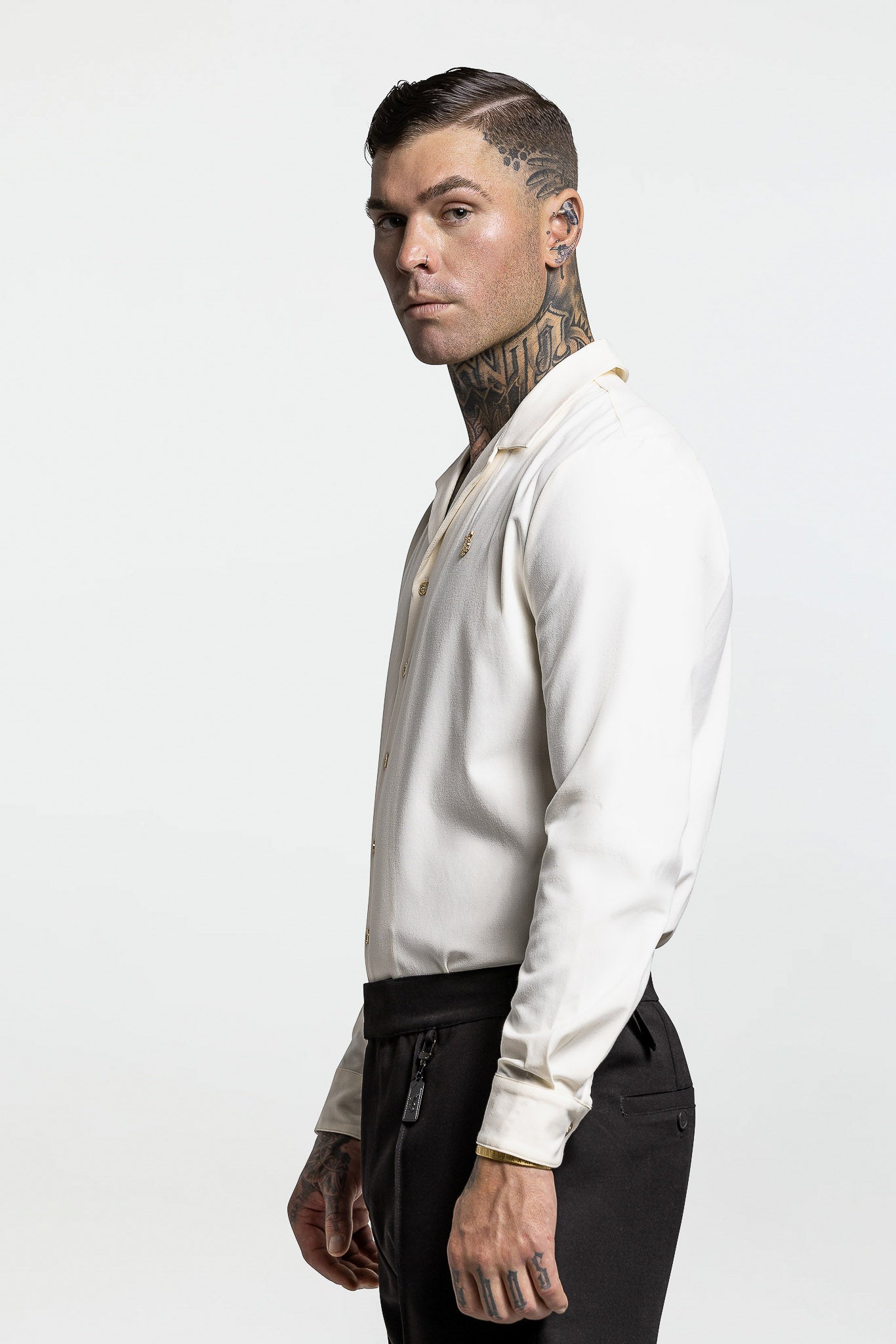LONG SLEEVE REVERE COLLAR SHIRT – IVORY