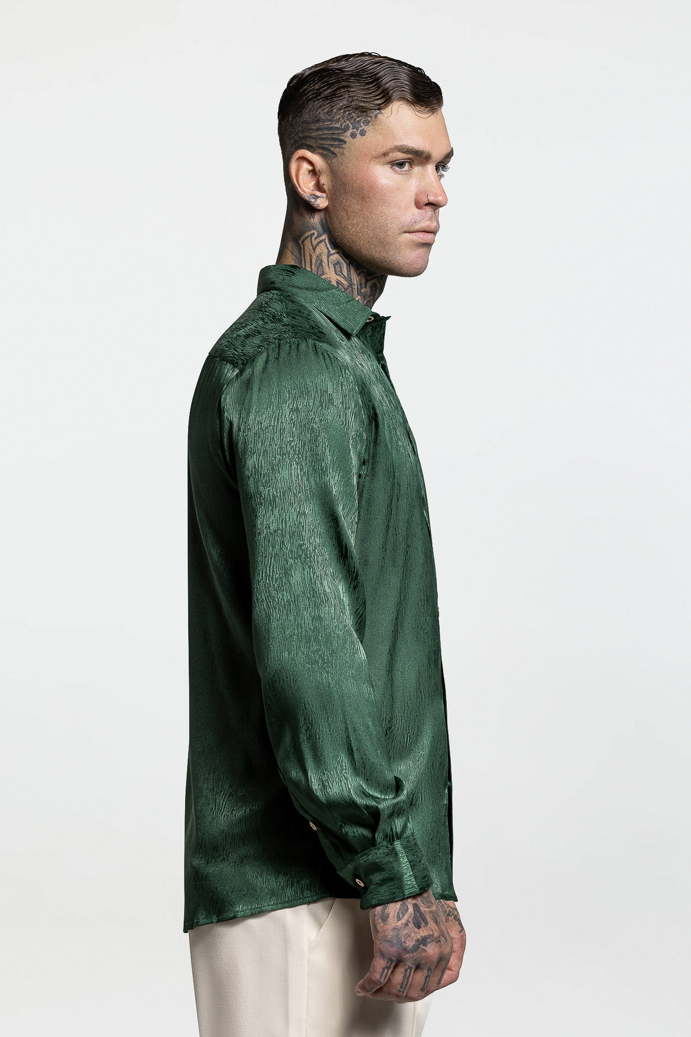LONG SLEEVE JACQUARD SHIRT – EMERALD