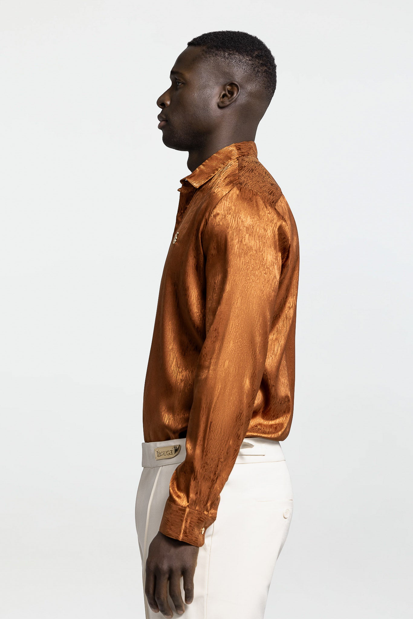 LONG SLEEVE JACQUARD SHIRT – BURNT SIENNA