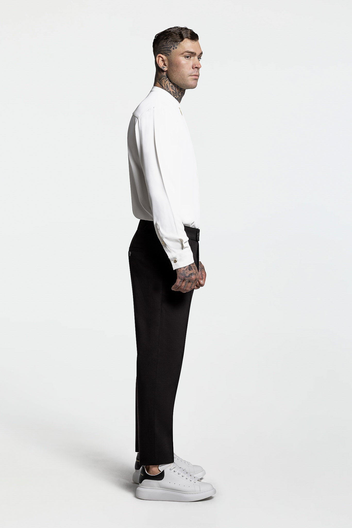 GRANDAD COLLAR SHIRT – WHITE