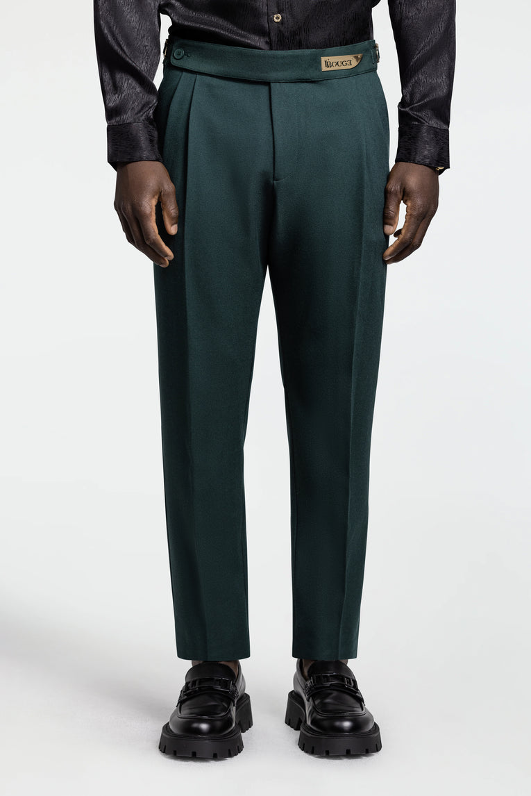 PLEATED PANTS – DARK GREEN