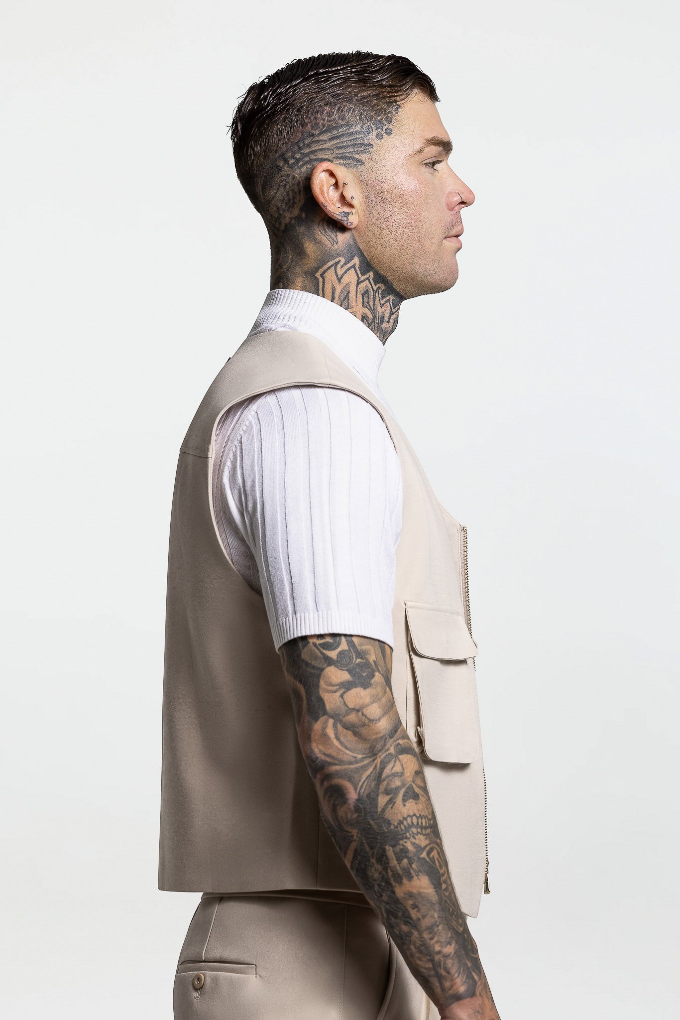 CROPPED VEST - CREAM