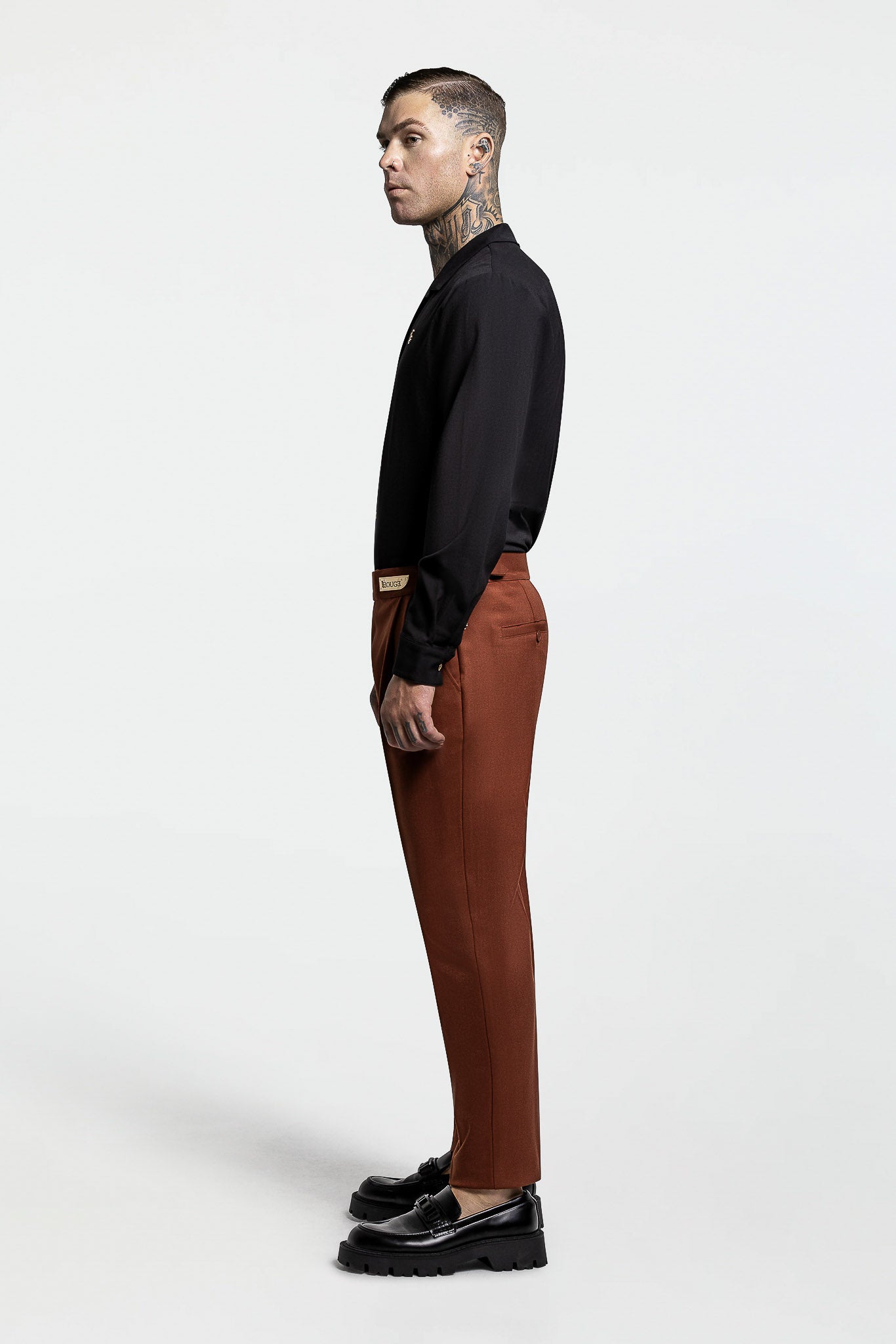 LONG SLEEVE REVERE COLLAR SHIRT – BLACK