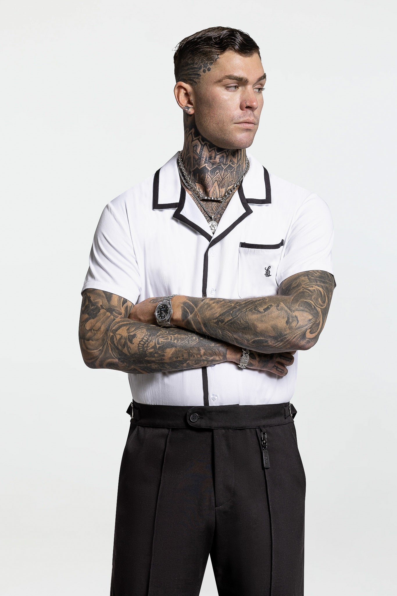 SIDE STRAP CONTRAST SHIRT – WHITE