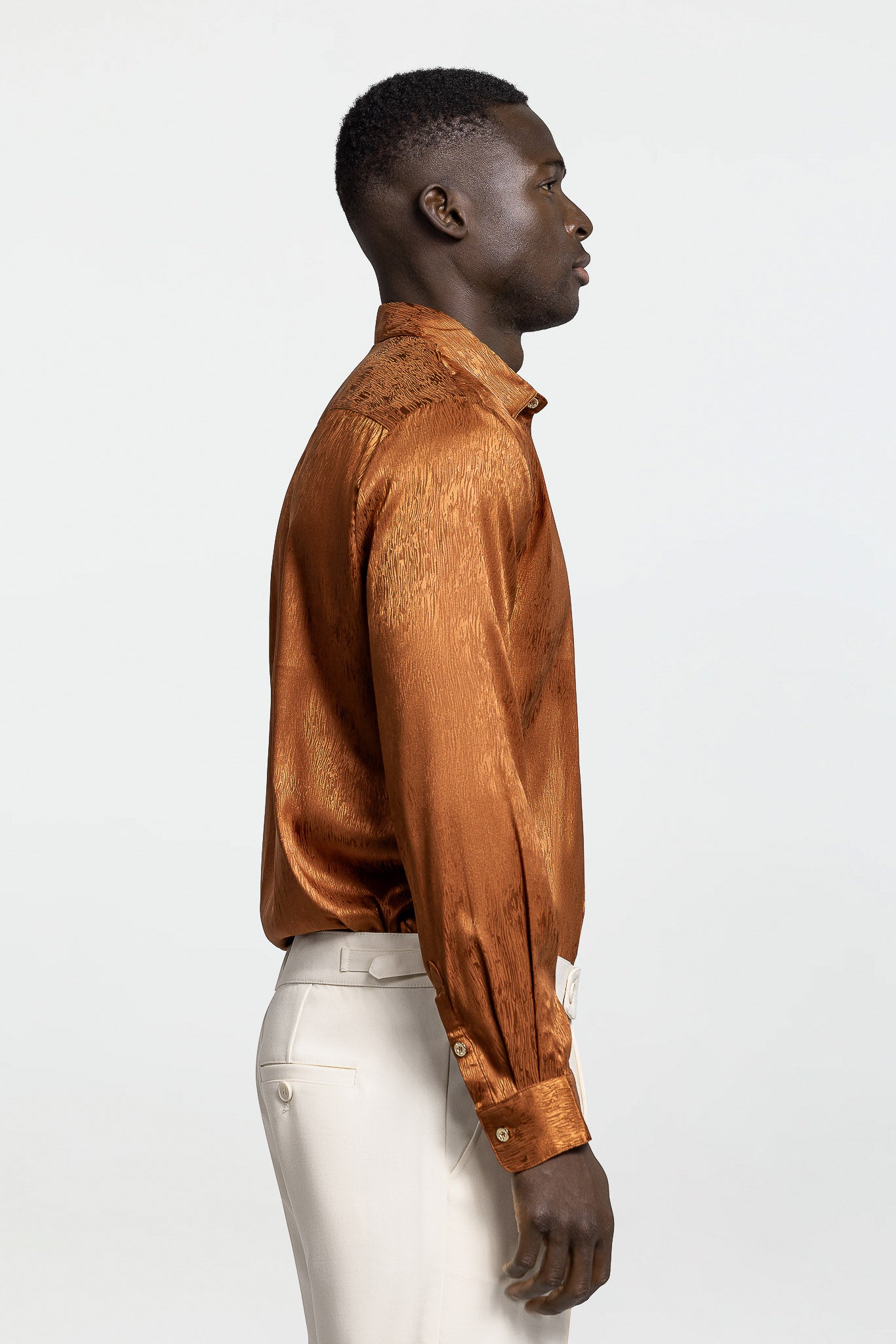 LONG SLEEVE JACQUARD SHIRT – BURNT SIENNA