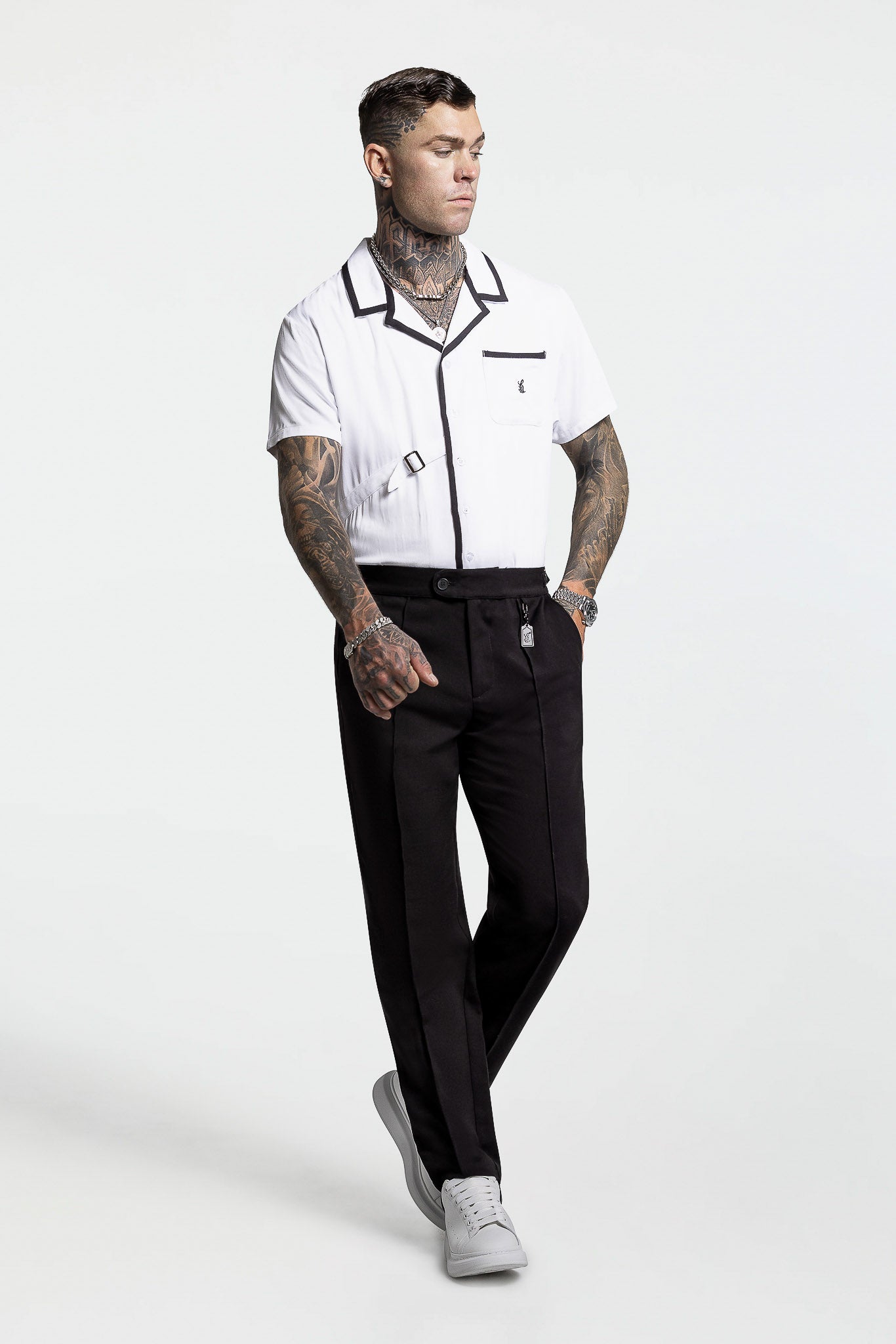 SIDE STRAP CONTRAST SHIRT – WHITE