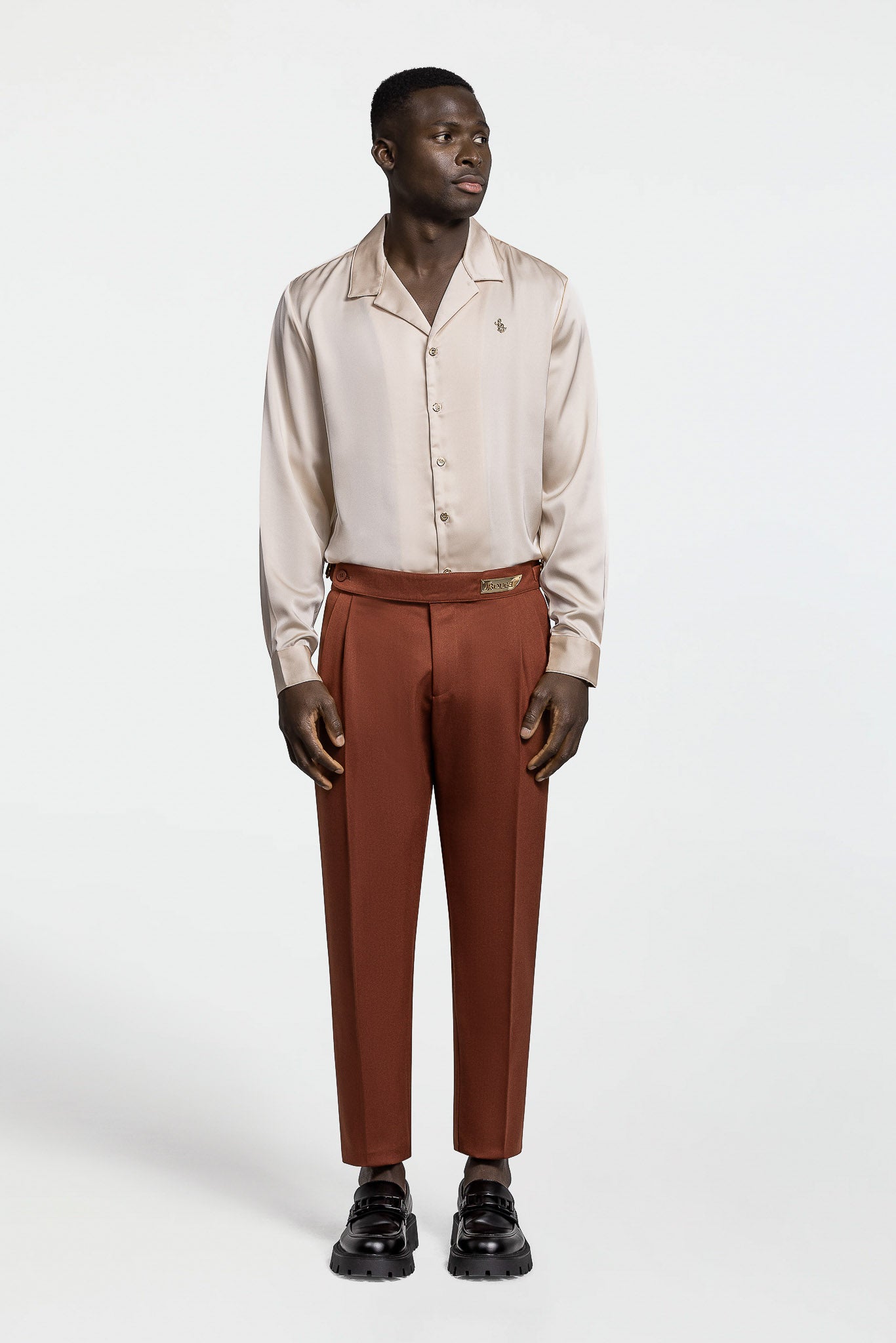 LONG SLEEVE SATIN SHIRT – CREAM