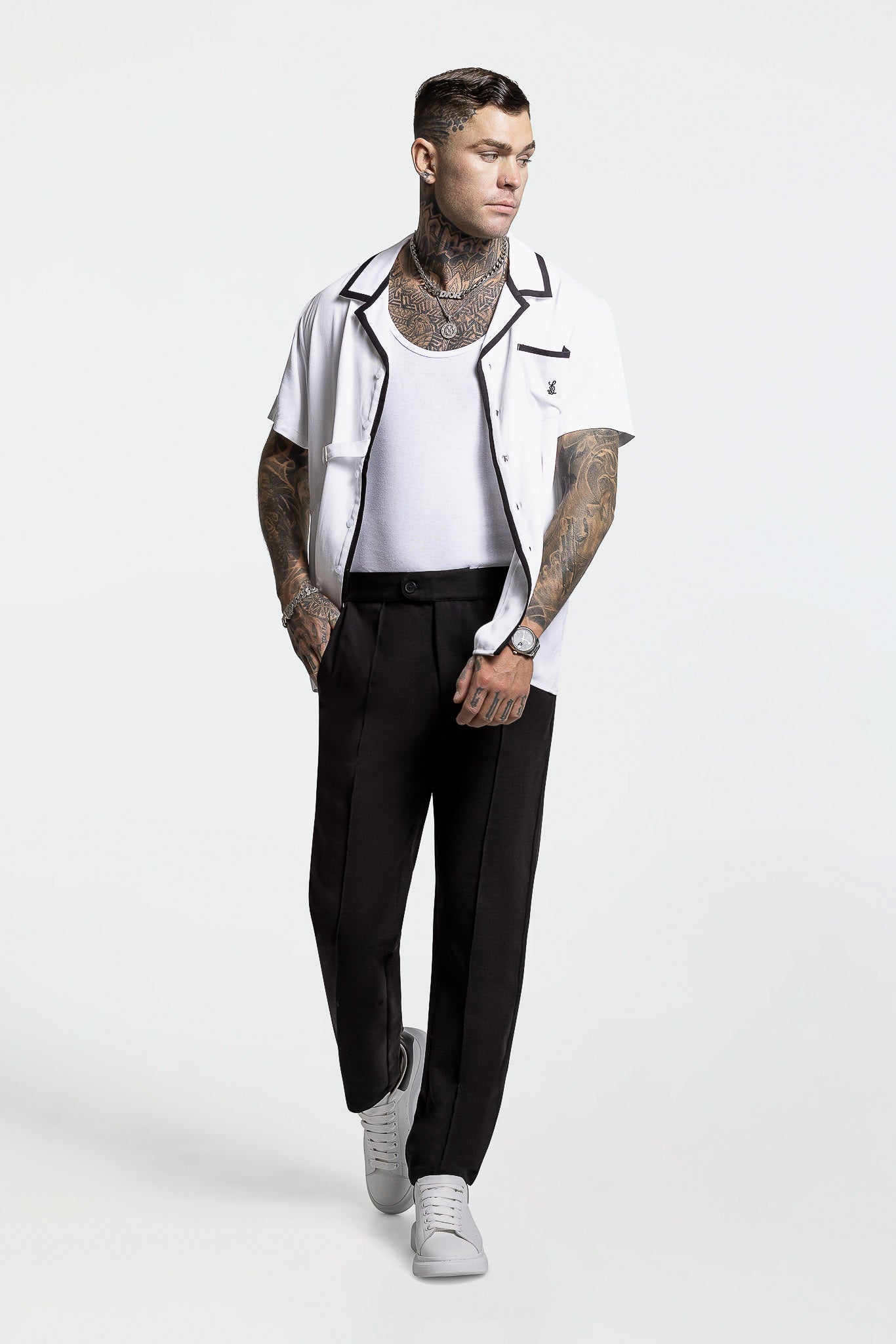 SIDE STRAP CONTRAST SHIRT – WHITE