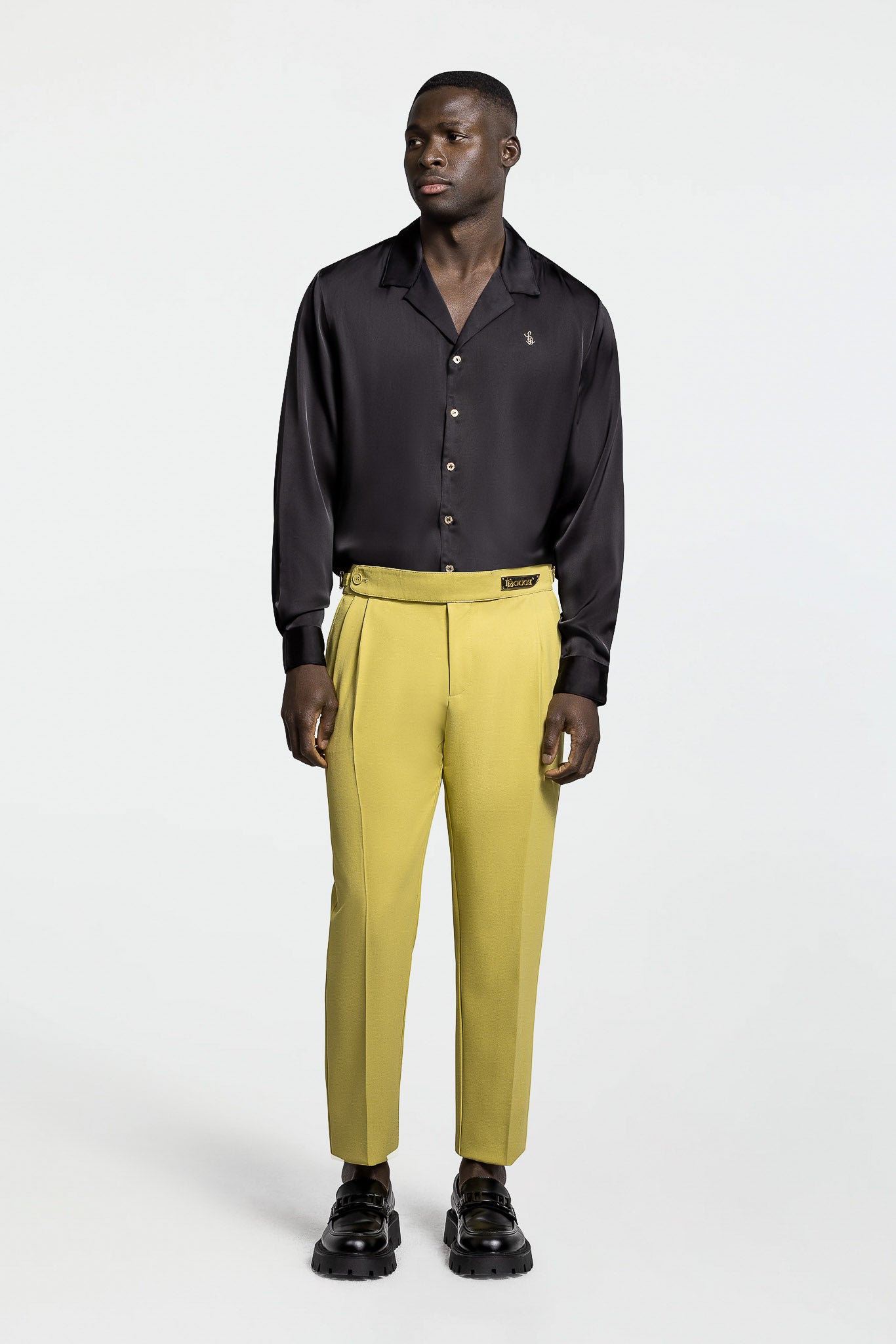 PLEATED PANTS – CHARTREUSE