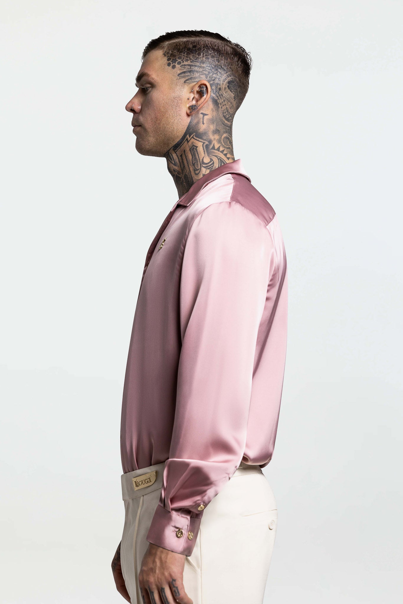 LONG SLEEVE SATIN SHIRT – DUSKY PINK