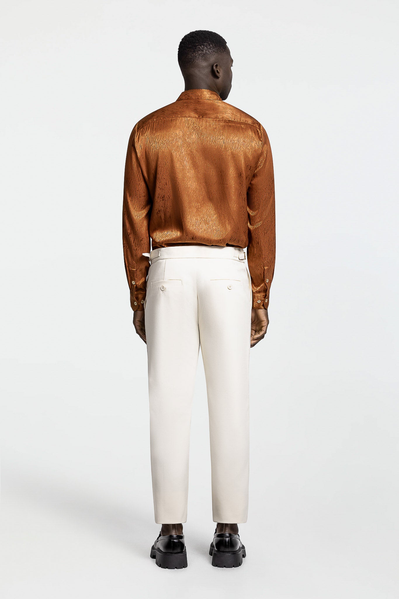 LONG SLEEVE JACQUARD SHIRT – BURNT SIENNA