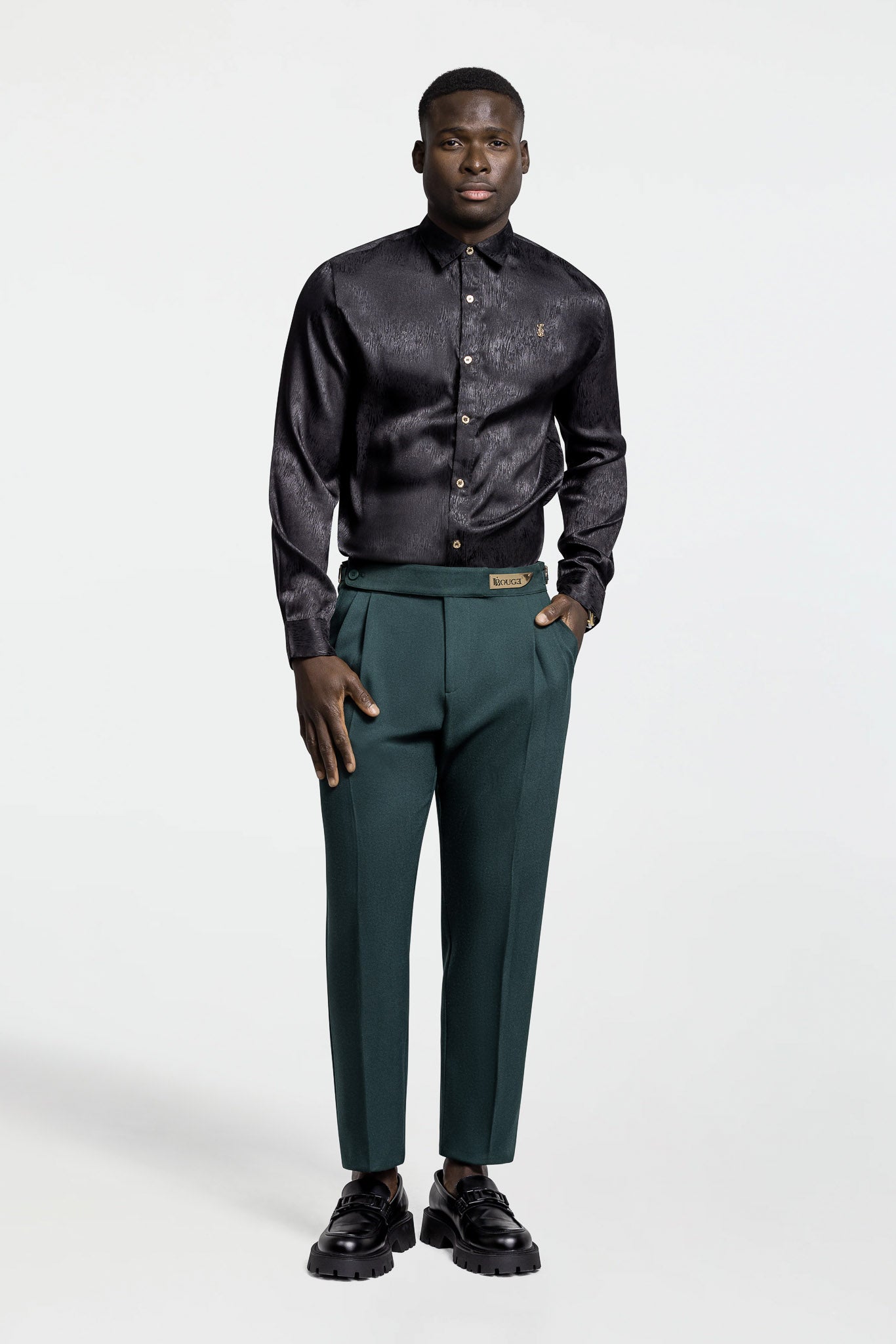 LONG SLEEVE JACQUARD SHIRT – BLACK