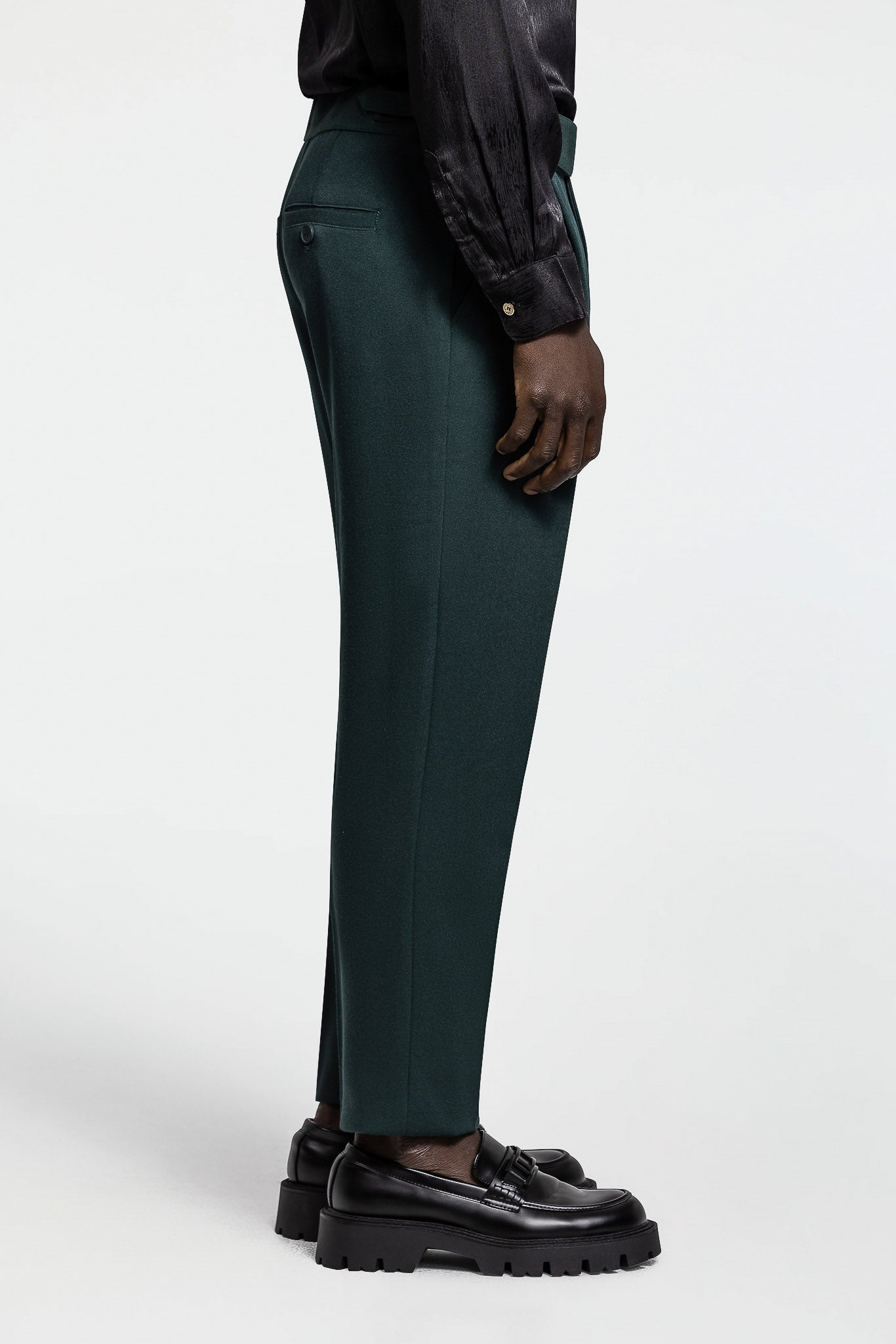PLEATED PANTS – DARK GREEN