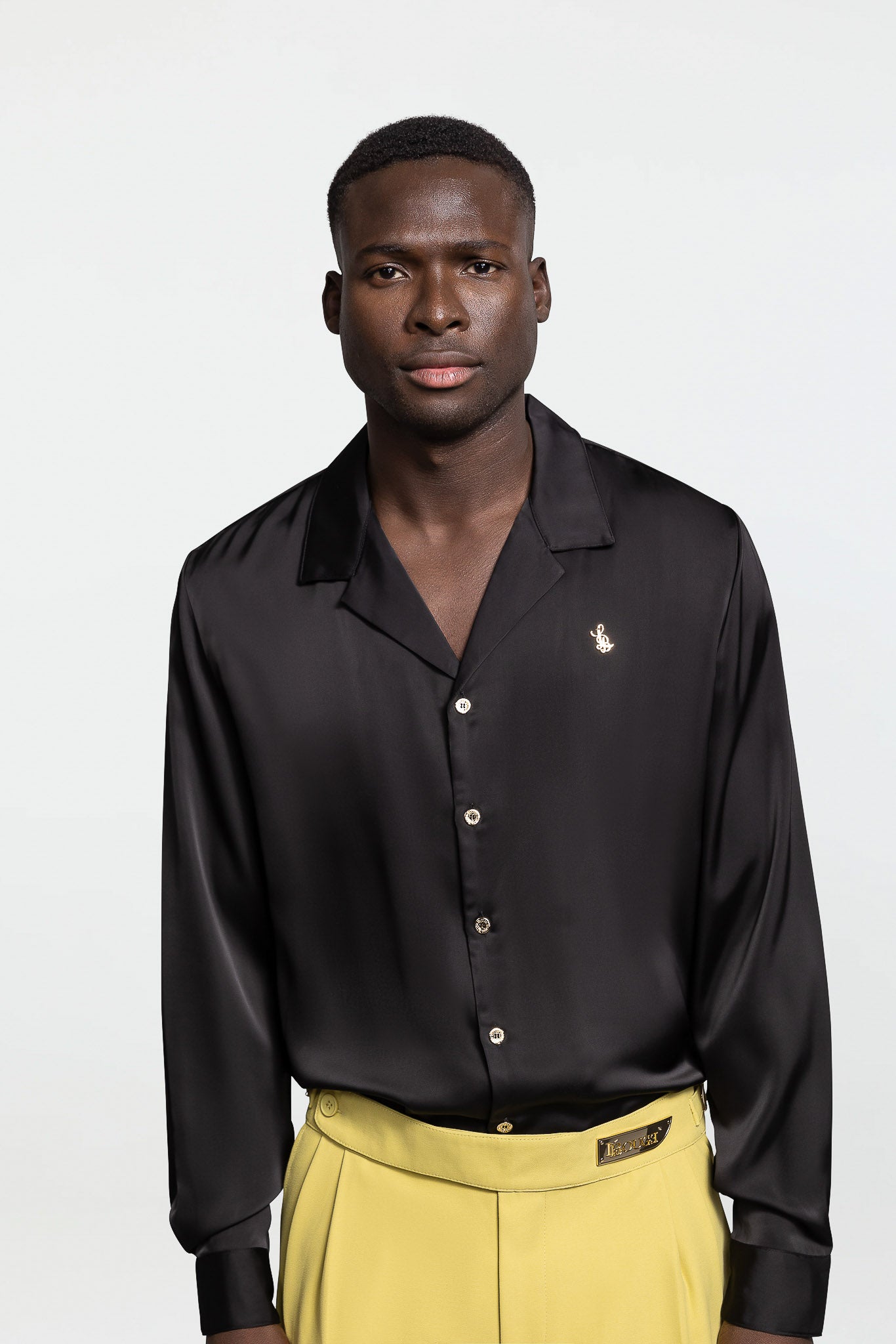 LONG SLEEVE SATIN SHIRT – BLACK