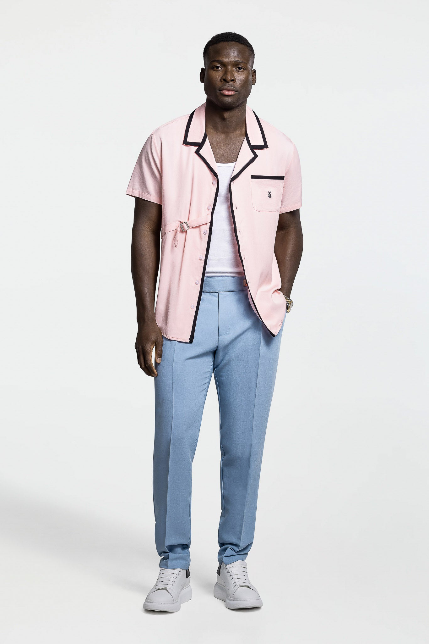 SIDE STRAP CONTRAST SHIRT – PINK