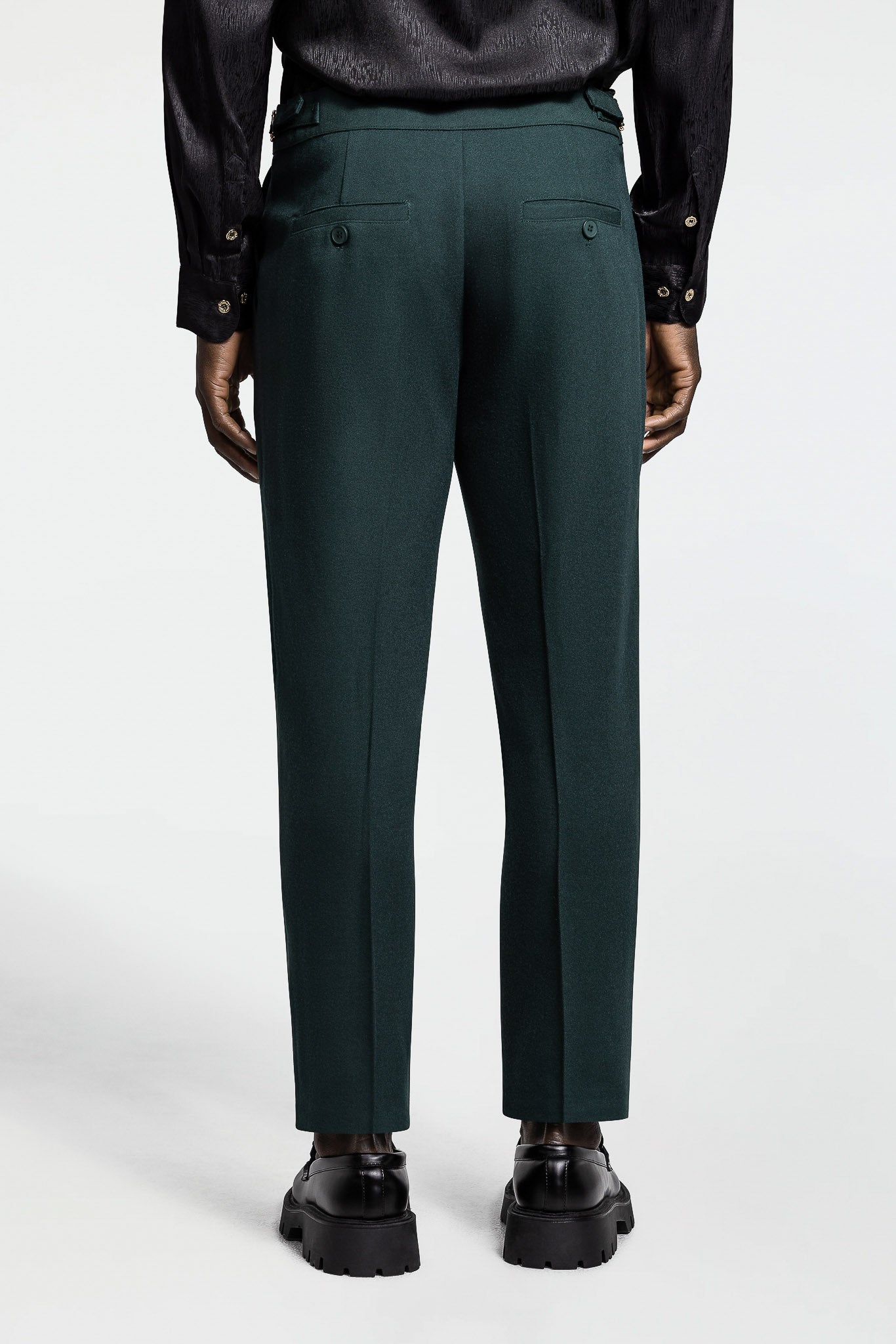 PLEATED PANTS – DARK GREEN