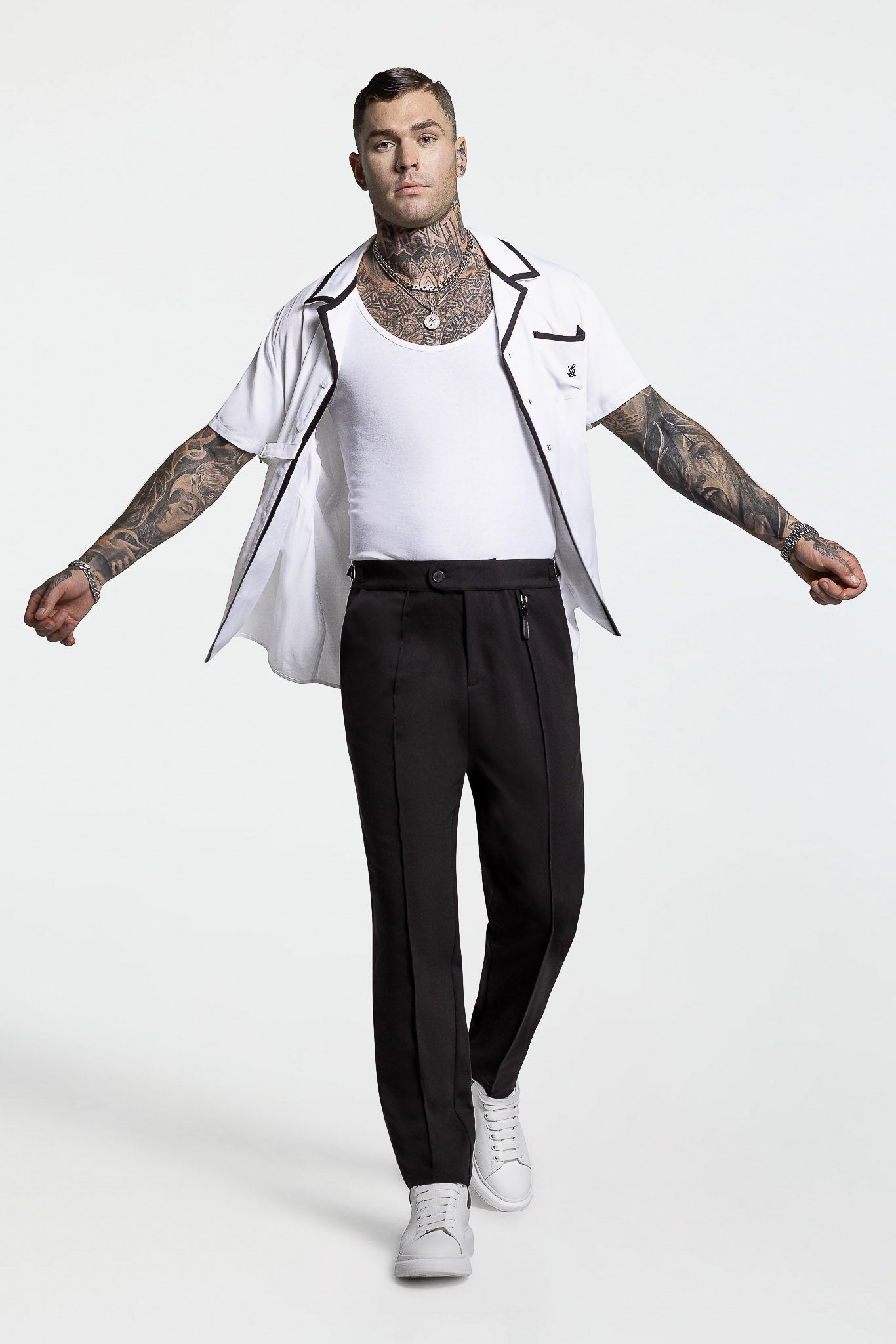 SIDE STRAP CONTRAST SHIRT – WHITE