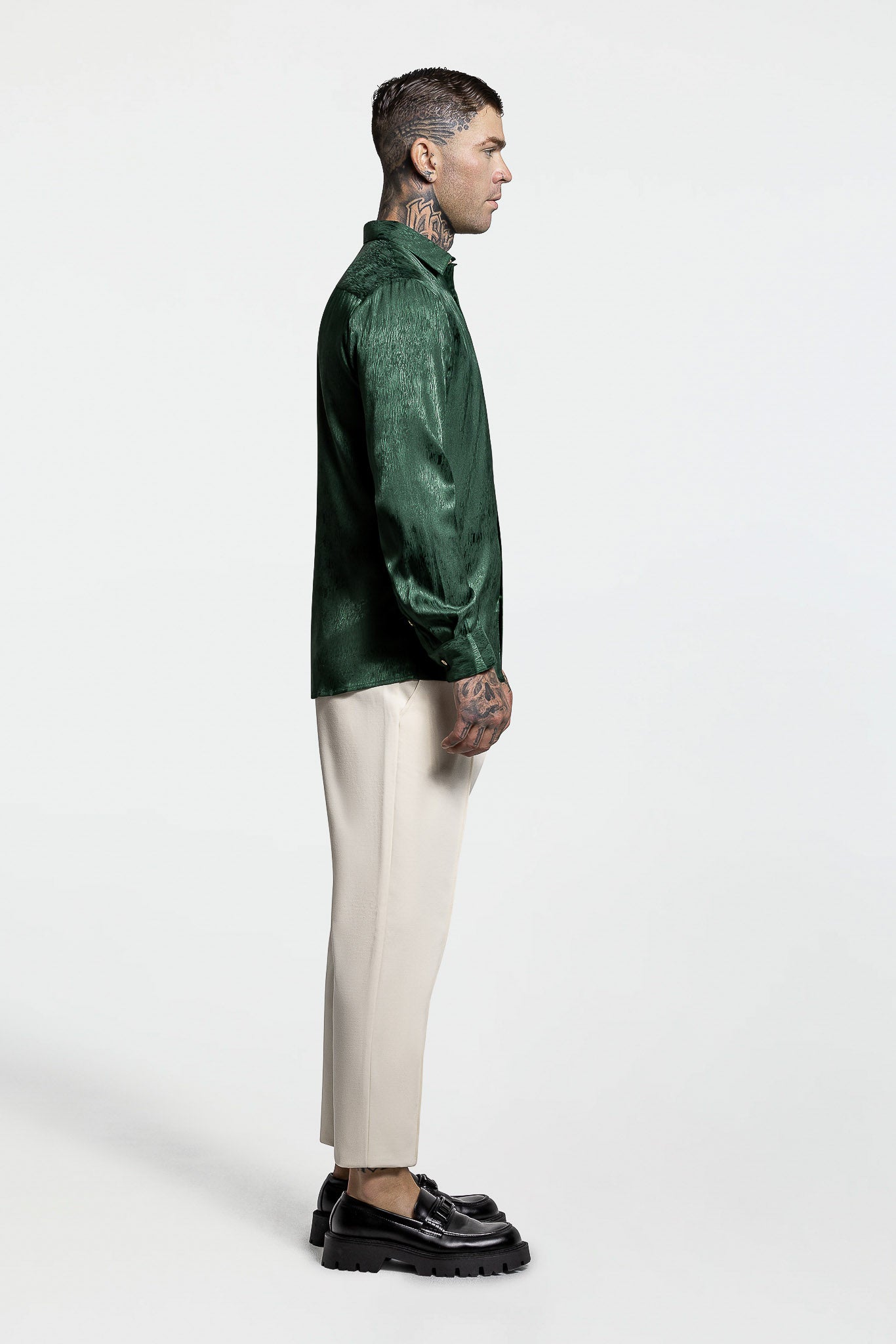 LONG SLEEVE JACQUARD SHIRT – EMERALD