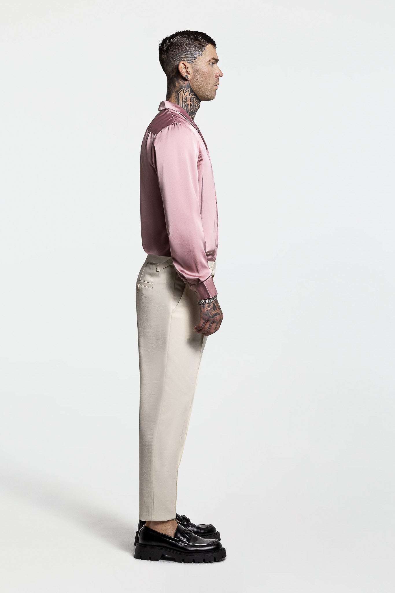 LONG SLEEVE SATIN SHIRT – DUSKY PINK