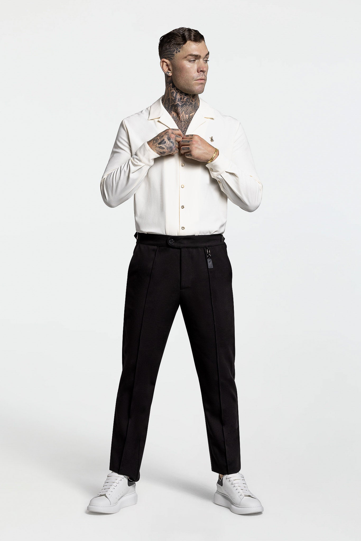 LONG SLEEVE REVERE COLLAR SHIRT – IVORY