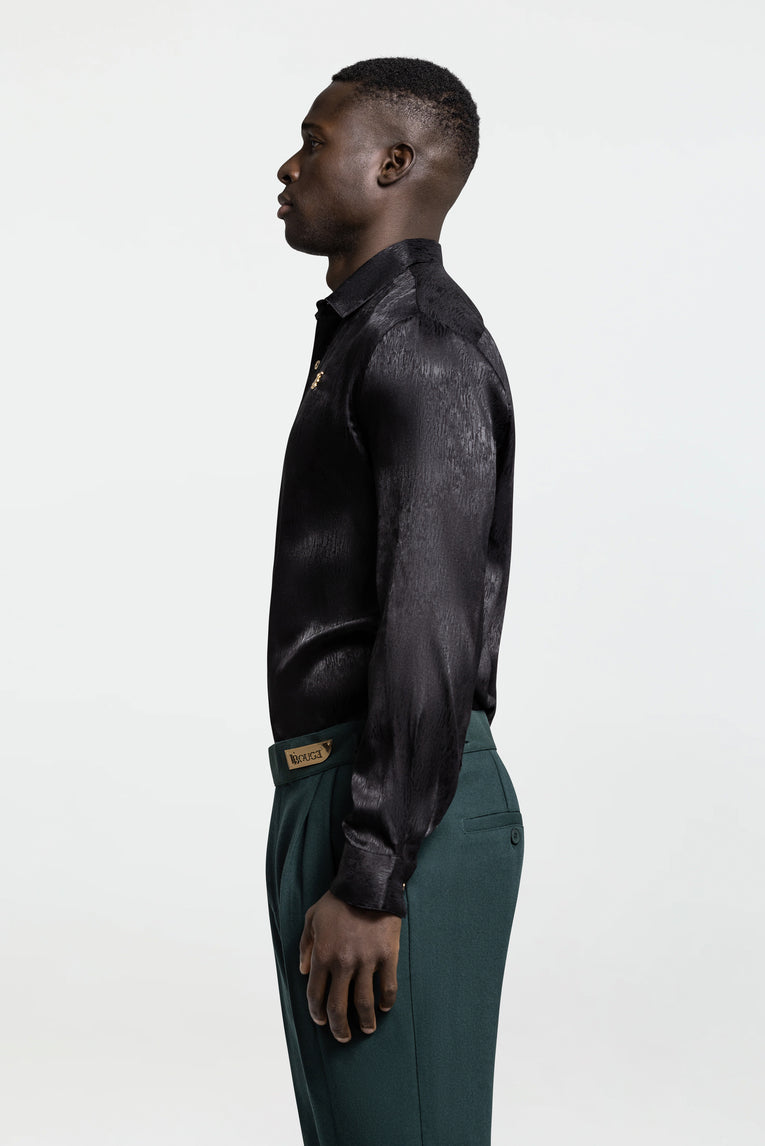 LONG SLEEVE JACQUARD SHIRT – BLACK