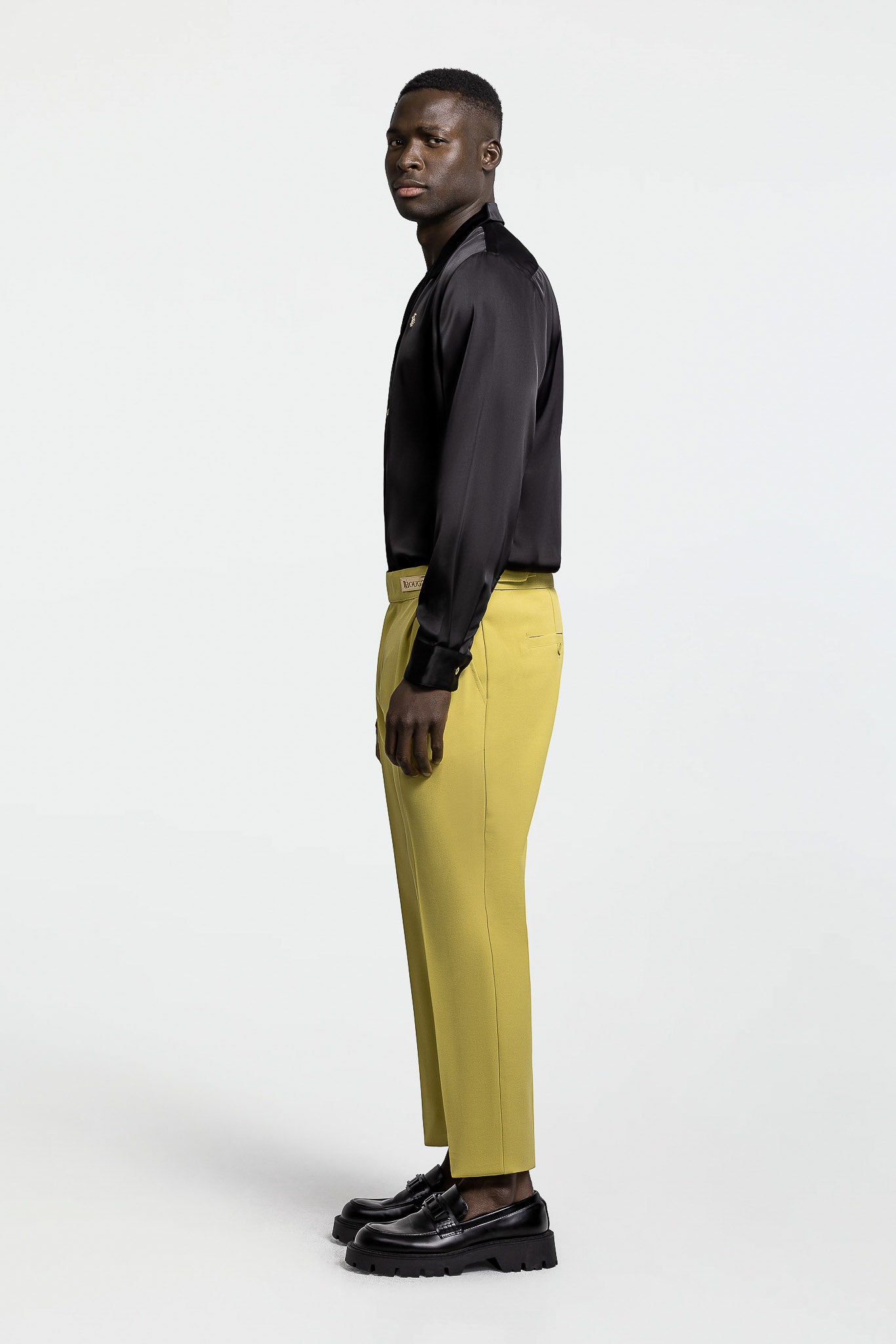 LONG SLEEVE SATIN SHIRT – BLACK