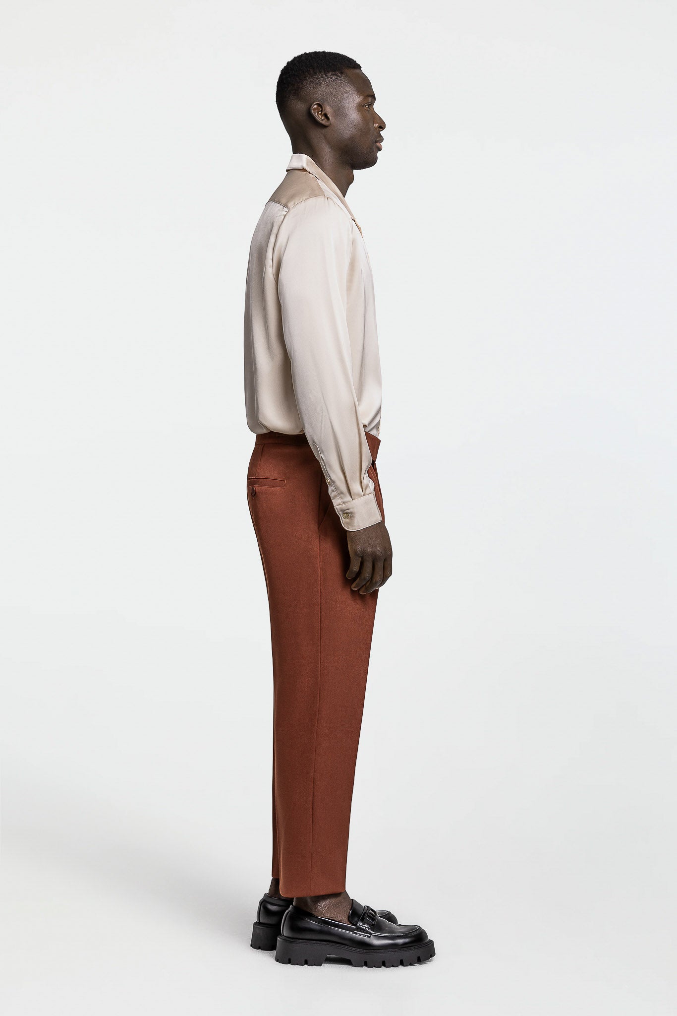 LONG SLEEVE SATIN SHIRT – CREAM