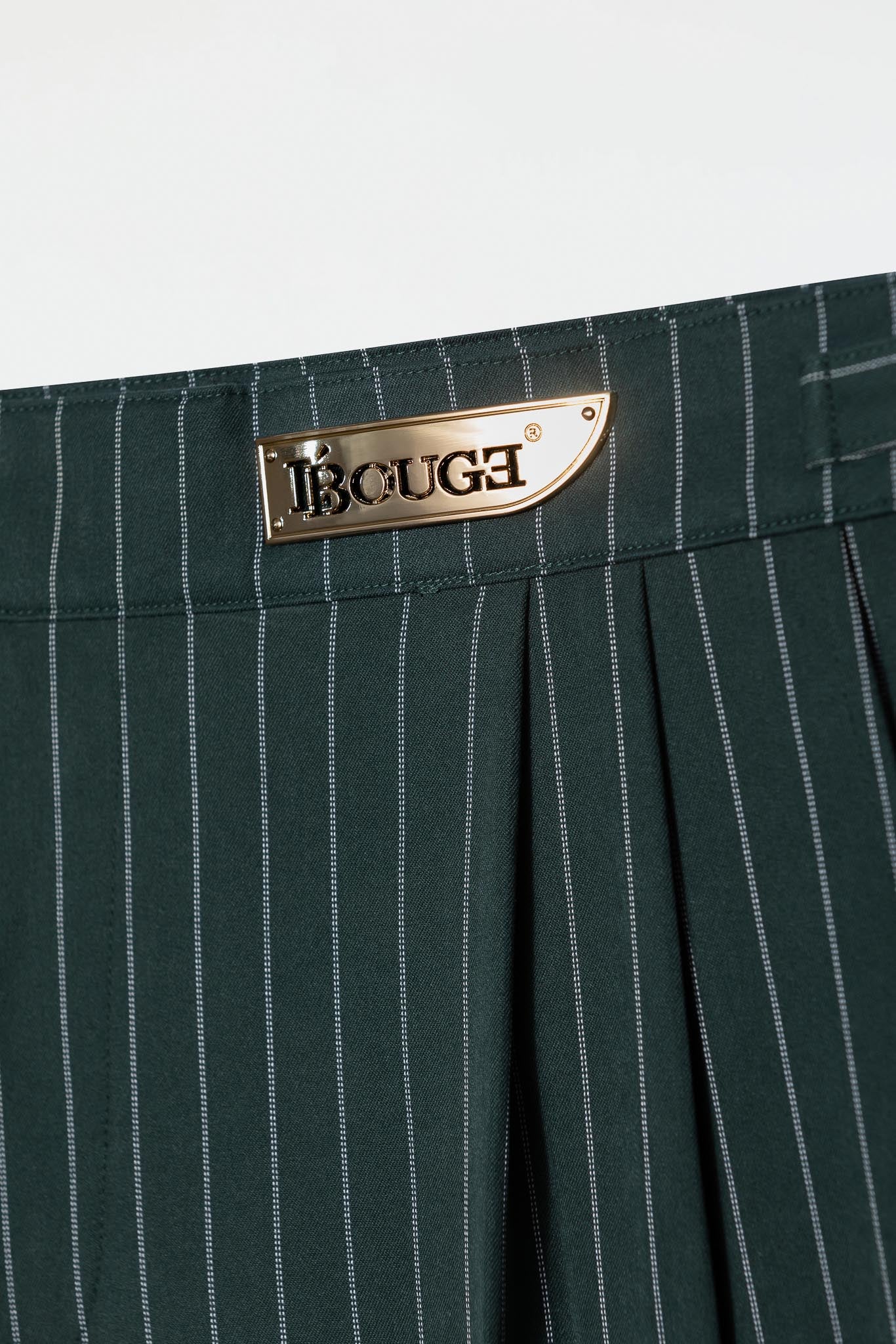 PLEATED PANTS – GREEN PINSTRIPE