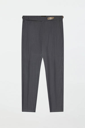 PLEATED PANTS – GREY PINSTRIPE