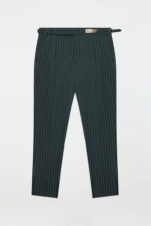 PLEATED PANTS – GREEN PINSTRIPE