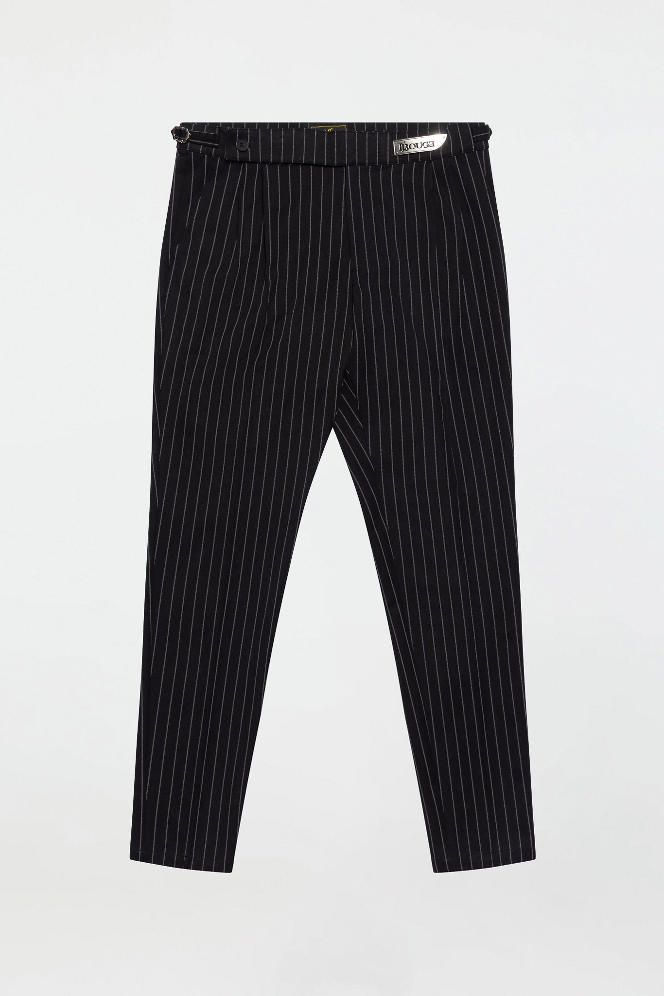 PLEATED PANTS – BLACK PINSTRIPE
