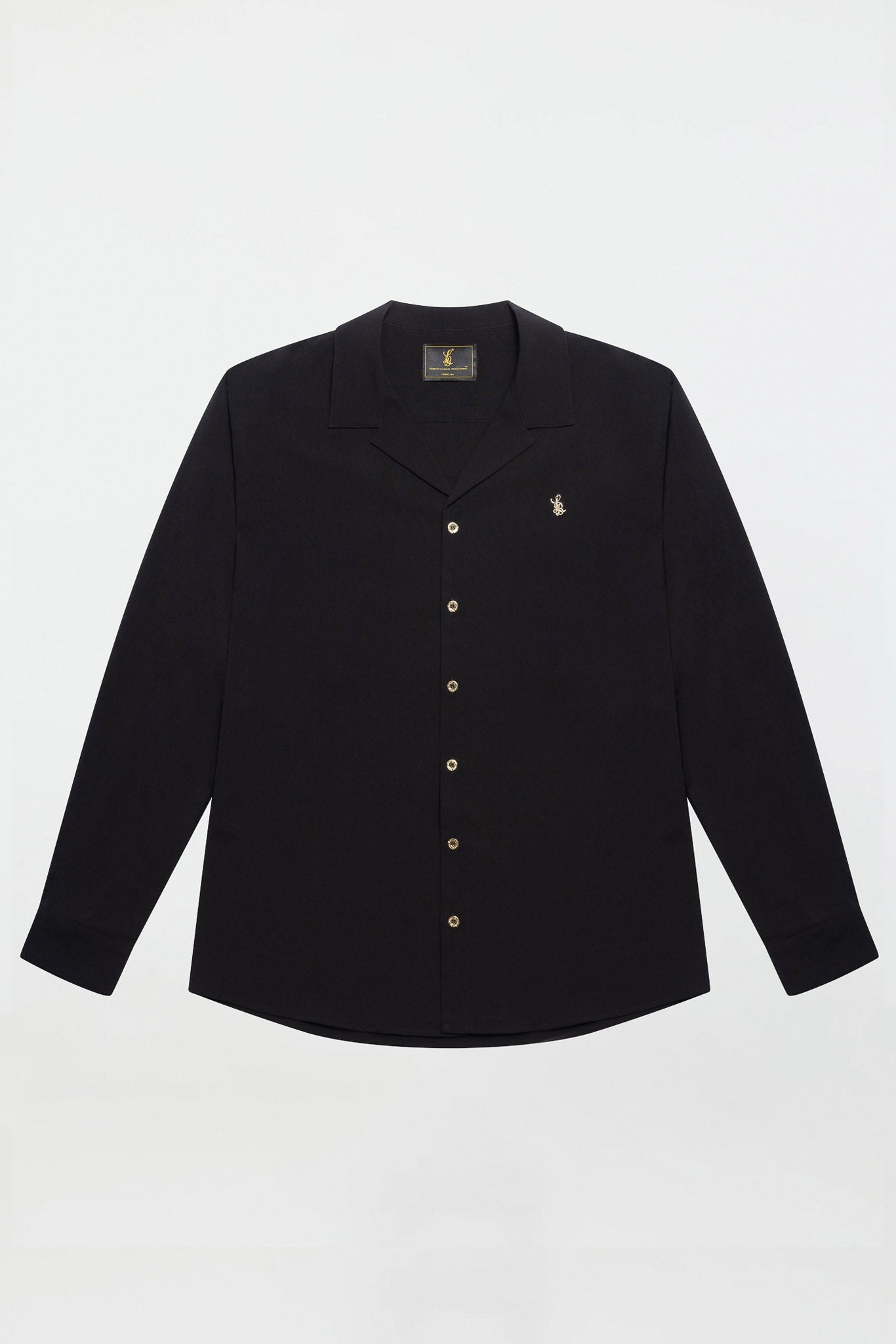 LONG SLEEVE REVERE COLLAR SHIRT – BLACK