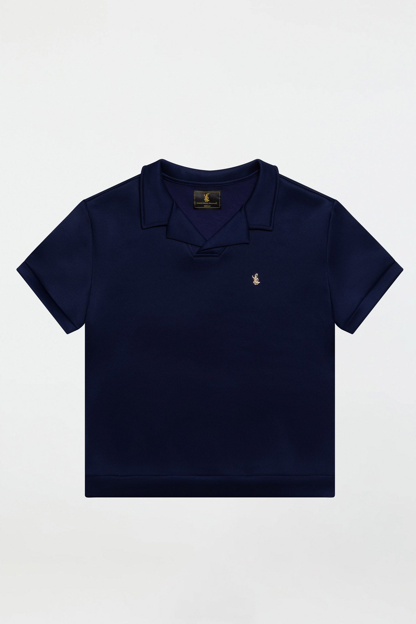 STRETCH COTTON REVERE COLLAR POLO SHIRT – NAVY BLUE