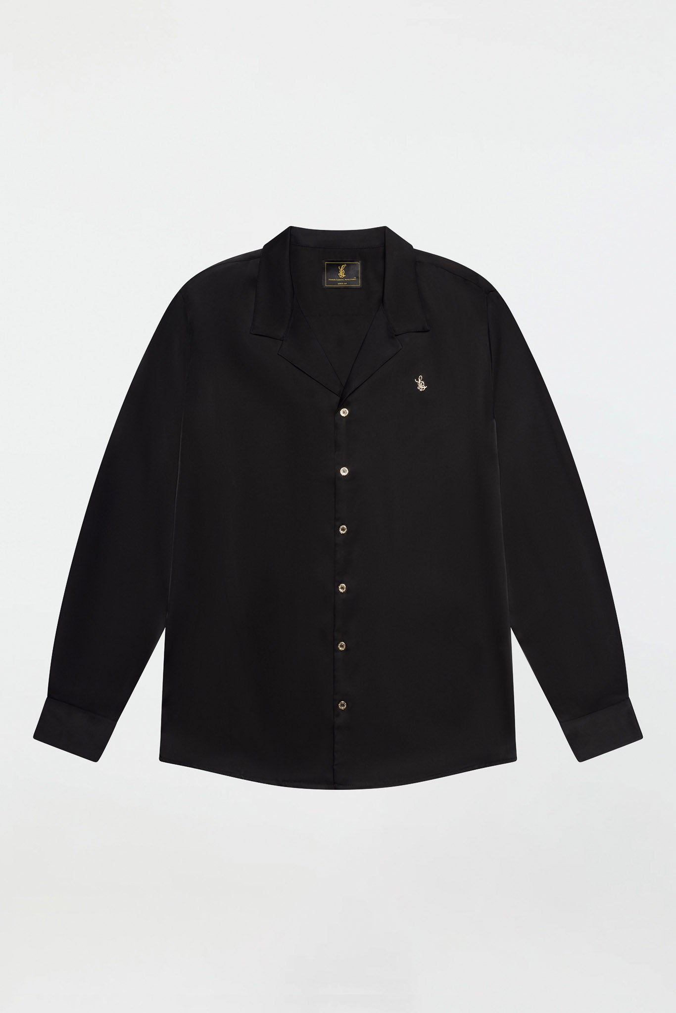 LONG SLEEVE SATIN SHIRT – BLACK