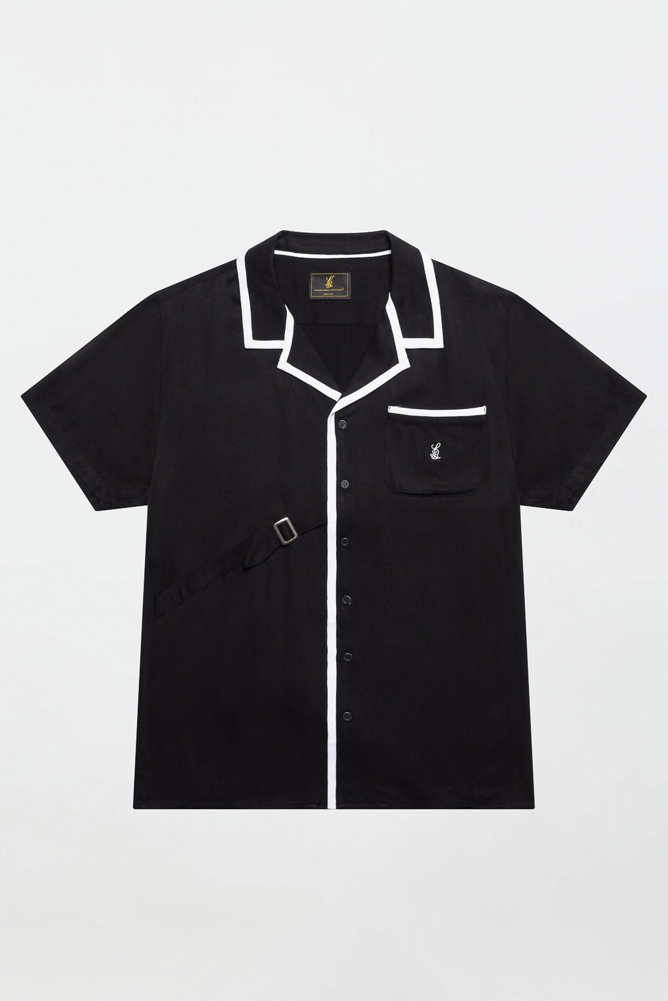 SIDE STRAP CONTRAST SHIRT – BLACK